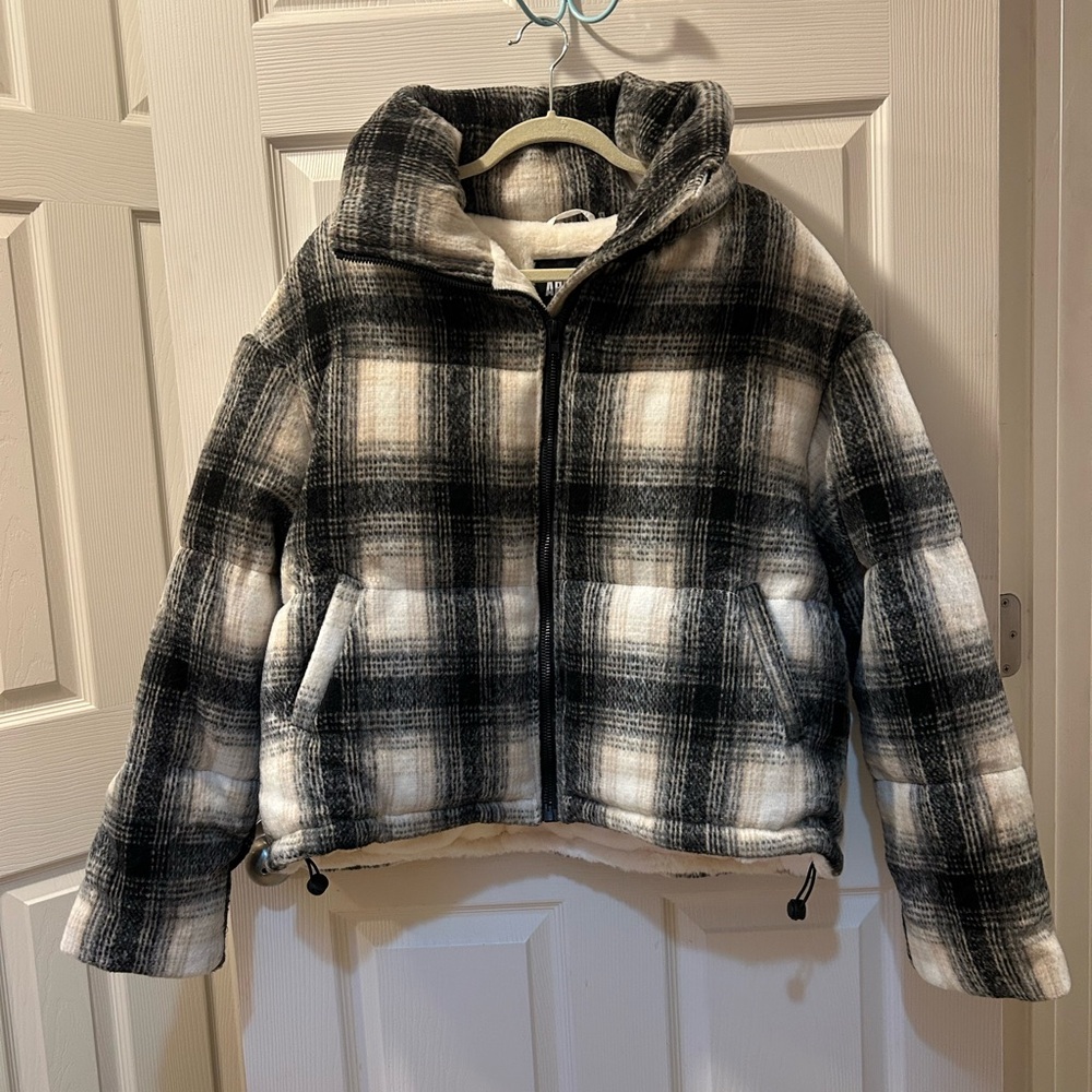 Apparis XXL (2XL) Black, White & Tan Plaid Jacket Coat Thick Weighty NWT
